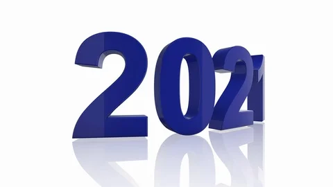 New year 2021 3D render animation on white background Stock Footage 128341965