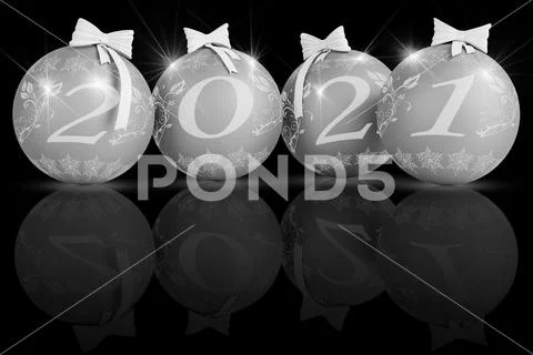 New Year 2021. The new year 2021 with Christmas decoration - 3D illustration. Stock Illustration