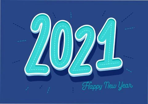 New Year 2021 vector greeting card template. Trendy retro font number on red Stock Illustration