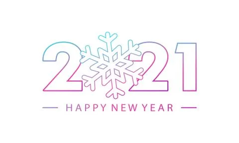 New Year 2021 vector logo isolated. Happy New Year text with snowflake concept Stock Illustration