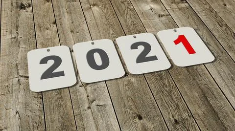 New Year 2021 - Year change - single Numbers on plates Illustrazione stock