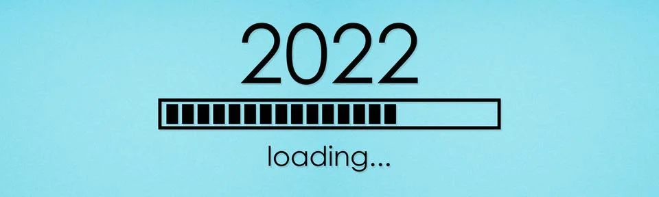 New year 2022 loading bar in minimalist web banner Stock Illustration