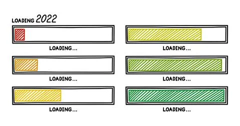 New year 2022 progress loading bar. Infographics design element with status of Stock Illustration