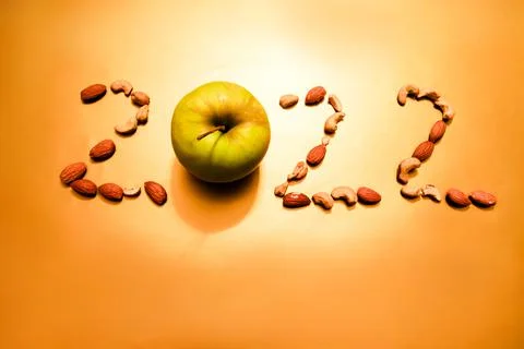 New year 2022. Start eating right from the new year. Stock Photos