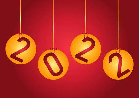 New year 2022 theme background with golden balls saying 2022 Stock Illustration