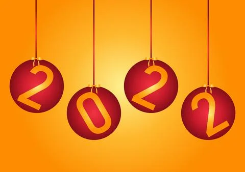 New year 2022 theme background with red balls saying 2022 Stock Illustration