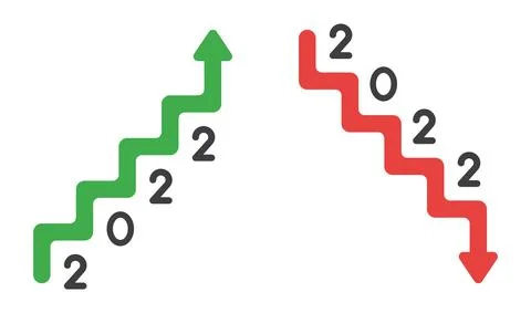 New year 2022 vector concept, stairs with 2022, moving up and down Stock-Illustration