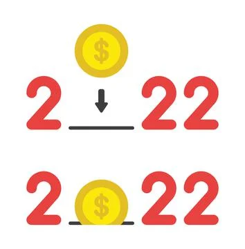 New year 2022 vector concept, dollar coin and save money Stock Illustration
