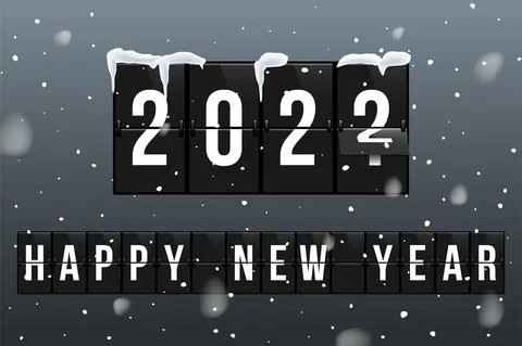 New Year 2022 vector greeting card template. Changing 2021 to 2022 in flipboard Stock Illustration