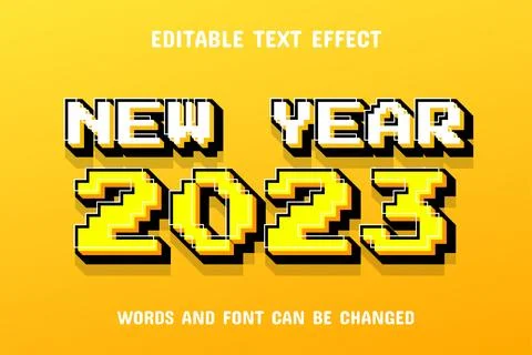 New year 2023 3d pixel style text effect Stock Illustration