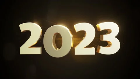 New year 2023 3d text type animation gold shiny material holiday motion graphics Stock Footage 223240194