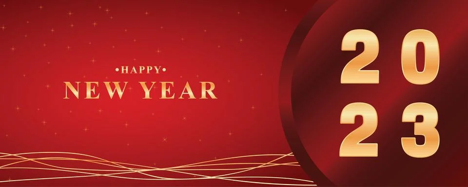 New year 2023 background with gradient red and gold colors Stock Illustration