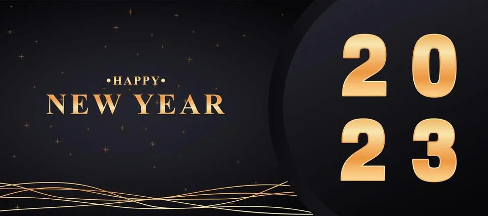 New year 2023 background with gradient black and gold colors Stock Illustration