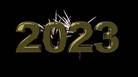 New Year 2023 on a black background and fireworks, 3D animation Stock Footage 217788272