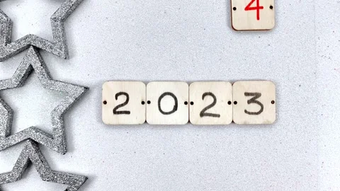 New year 2023 changes to 2024, new year 2024, stop motion Stock Footage 249675960