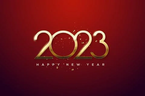 New year 2023 with elegant thin gold Stock Illustration