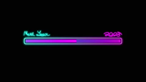 New Year 2023 loading bar with neon style Stock Footage 228525259