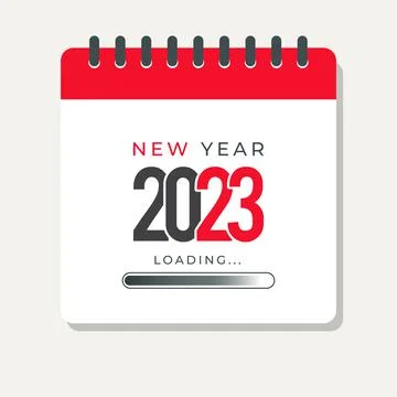 New year 2023 loading with calender illustration on isolated background Stock Illustration