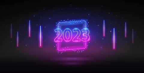 New Year 2023 Neon Vector Clip Art Stock Illustration