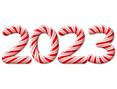 New Year 2023 in shape of candy stick isolated on white Stock Illustration