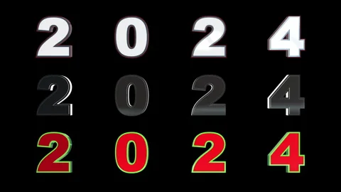 New  year 2024 with 3 text selection tracking text matted alpha Stock Footage 259308042