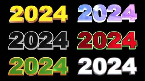 New  year 2024 with 6 text selection matted alpha 4k background footage Stock Footage 259308203