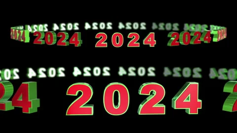 New  year 2024 with circular text rotation matted alpha 4k Stock Footage 259308085