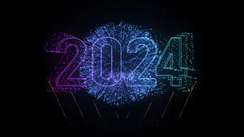 New  year 2024 from firework 4k background footage Stock Footage 256973624