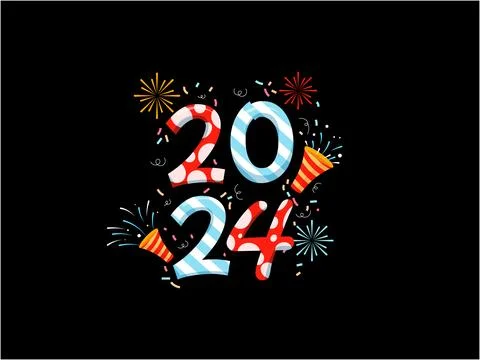 New Year 2024 in Flat Design Stock Illustration