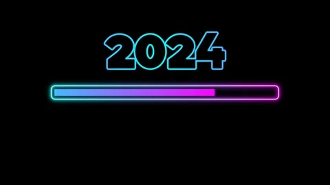 New year 2024 gradient neon lights loading background animation Stock Footage 259885371