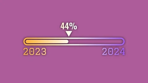 New year 2024 progress bar animation in gradient colour Stock Footage 258238231