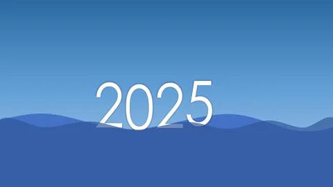 New year 2025 after changing 2024 on the sea water Stock Footage 288853707