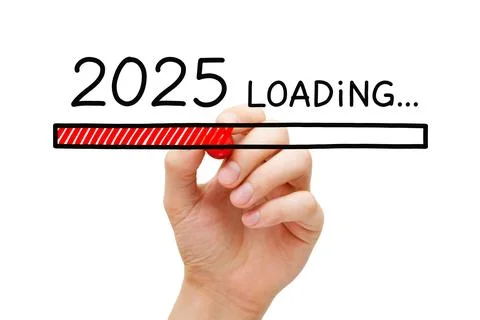 New Year 2025 Loading Progressbar Concept Stockfoto's