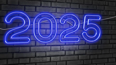 New Year 2025 Neon Stock Footage 143336166
