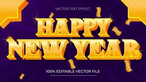 New year 2025 orange 3d editable text effect template Stock Illustration