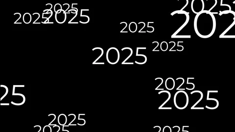 New Year 2025 Repeating on Black Background Stock Footage 291625159