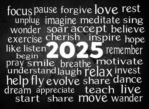 New Year 2025 Word Cloud Stock Illustration