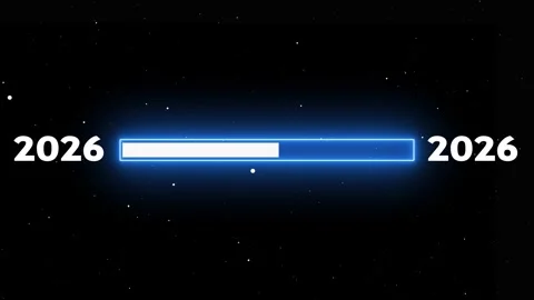 New year 2026 to 2027 loading bar video Stock Footage 328386470