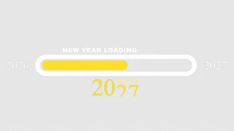 New Year 2026 to 2027 Loading Progress Bar Animation Transparent Background.. Vidéo 347035969