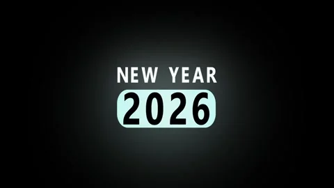 New Year 2026 animation text overlay on black background – looping 動画素材 321661060