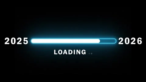 New Year 2026 loading progress bar animation from 2025. Anticipating the future Video stock 333829370