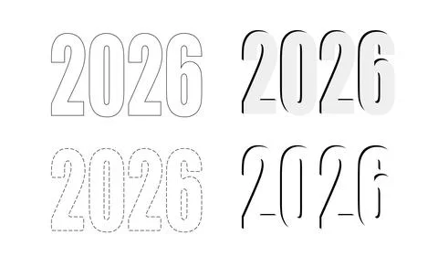 New Year 2026. Variations of designs for New Year s numbers. Vector. Stock Illustration