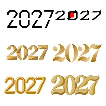 New Year 2027 Celebration Elements Collection with Decorative Numbers, Part.. Stockillustratie