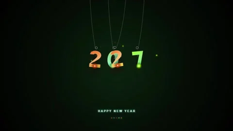 New year 2027 concept animation with glowing pendulum numbers on dark backg.. Vídeo Stock 343249018