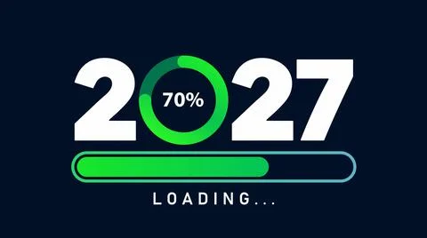 New Year 2027 loading countdown design typography Stock Illustration