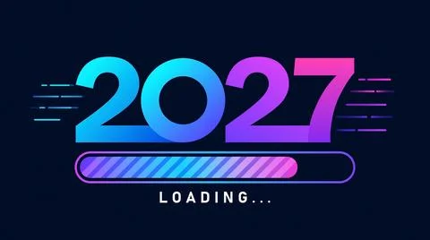 New Year 2027 loading countdown design with colorful gradient number Stock Illustration