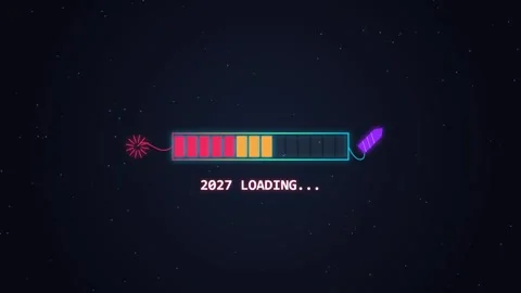New year 2027 loading progress bar with colorful firework igniting fuse ani.. Stock-Footage 346243916