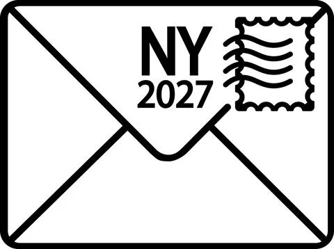 New Year 2027 mail envelope with stamp Stock Illustration