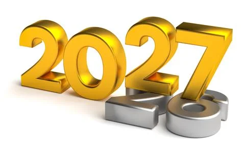 New year 2027 replacing old 2026 in golden holiday transition concept 스톡 일러스트