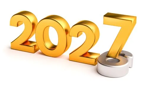 New year 2027 replacing old 2026 in golden holiday concept Stock Illustration
